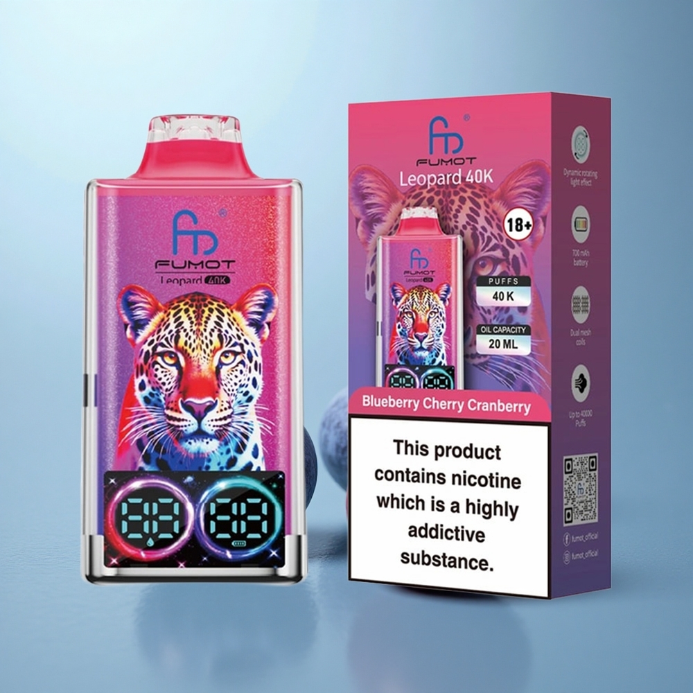 Fumot Leopard 40K Puffs אוכמניות דובדבן חמוציות 5% ניקוטין סוללה 700mAh טעינה Type-C