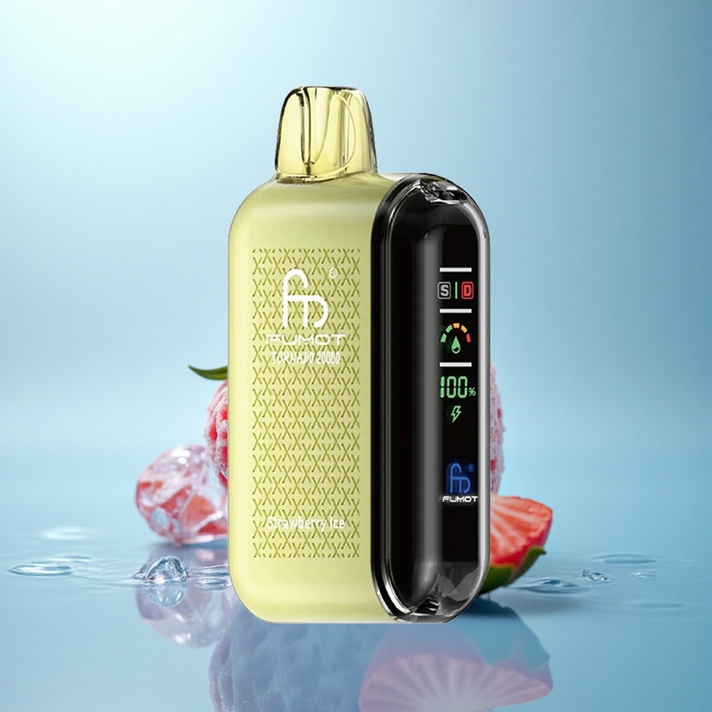 Fumot Tornado 20000 Puffs גלידת תות עם סוללה נטענת 850mAh ובקרת זרימת אוויר