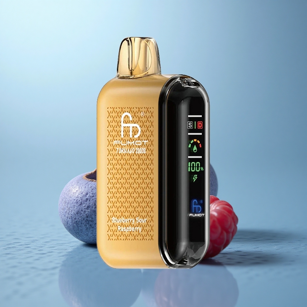 Fumot Tornado 20000 Puffs פטל חמוץ אוכמניות עם סוללה נטענת 850mAh ובקרת זרימת אוויר