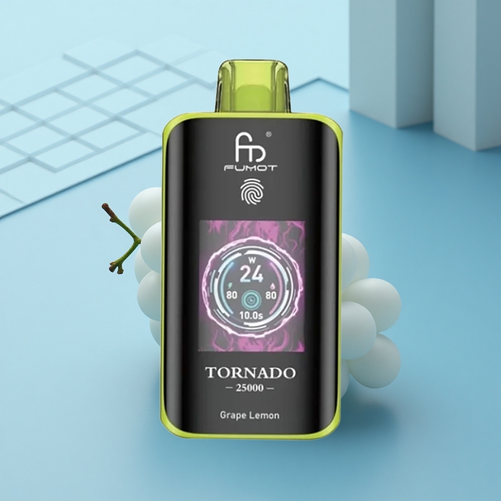 Fumot Tornado 25000 Puffs ענבים לימון עם סוללה נטענת 700mAh וחוזק ניקוטין 5%