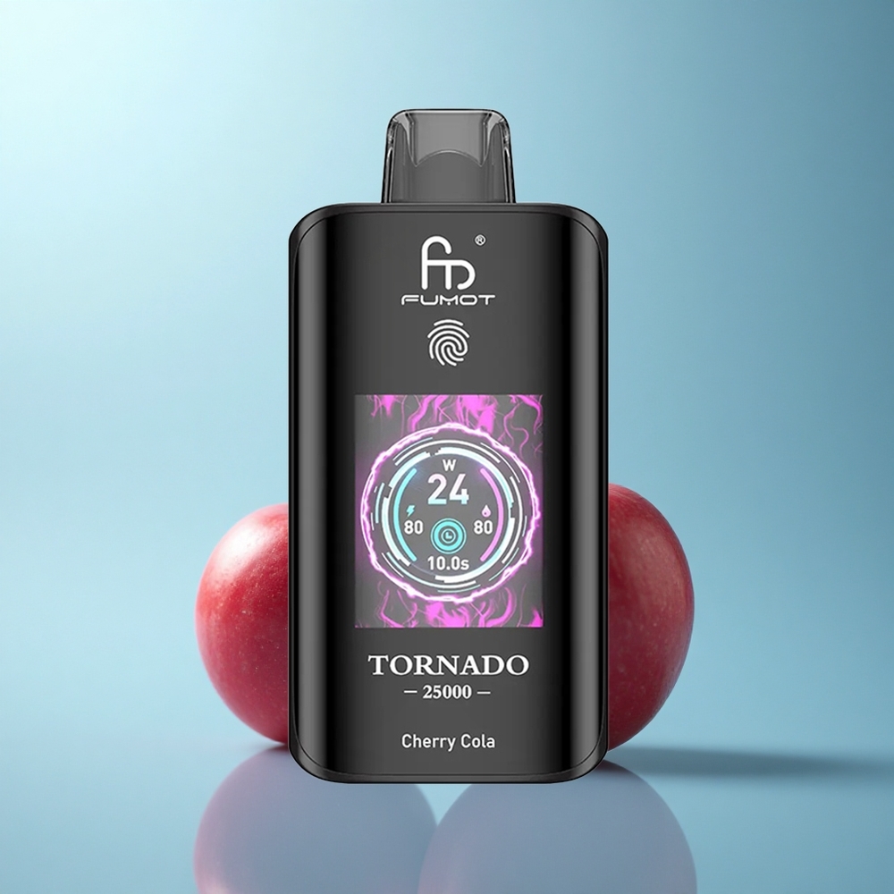 Fumot Tornado 25000 Puffs קולה דובדבן עם סוללה נטענת 700mAh וחוזק ניקוטין 5%