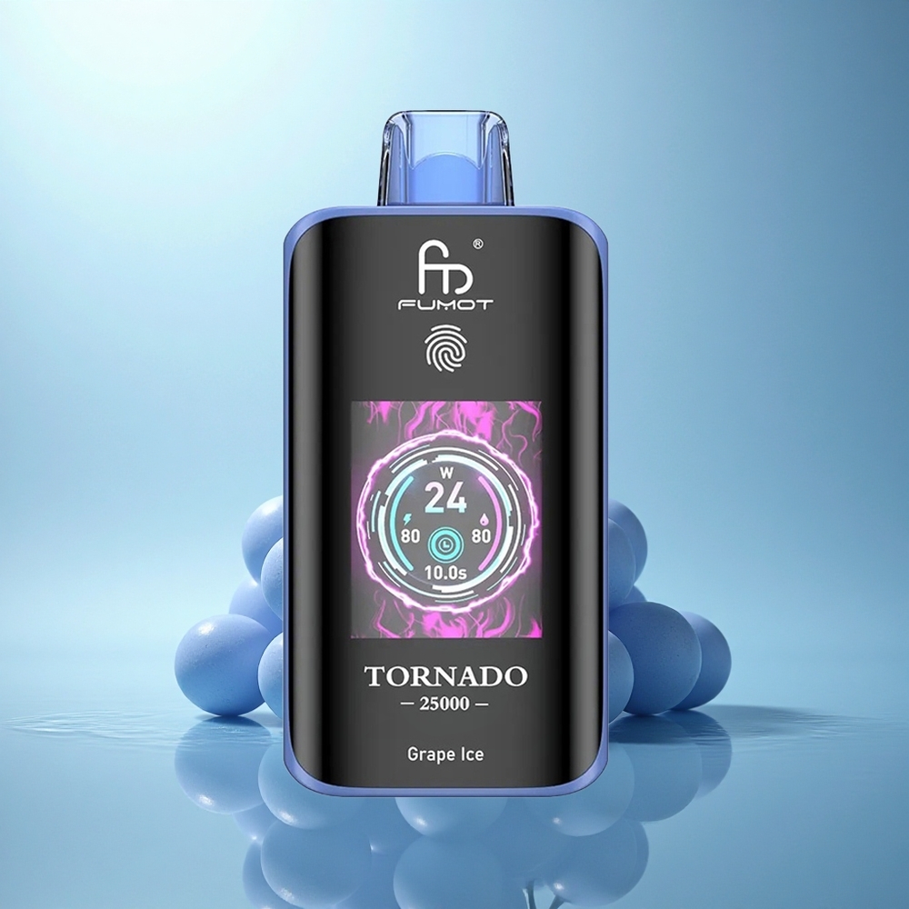 Fumot Tornado 25000 Puffs קרח ענבים עם סוללה 700mAh ומסך HD