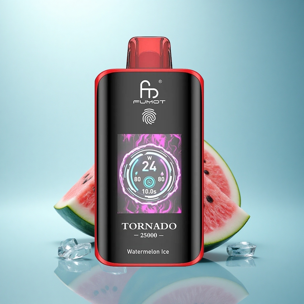 Fumot Tornado 25000 Puffs אבטיח קרח עם סוללה נטענת 700mAh ומסך HD