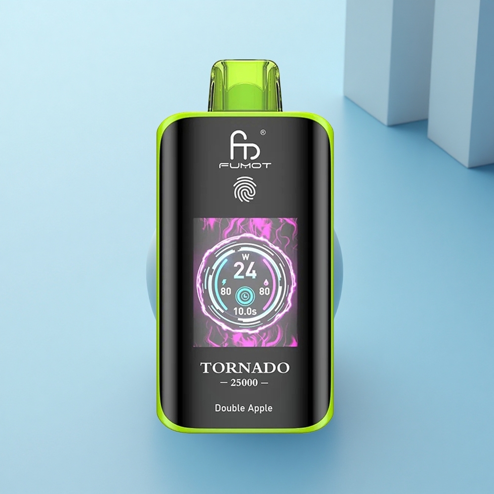 Fumot Tornado 25000 Puffs תפוח כפול עם סוללה נטענת 700mAh ומסך HD