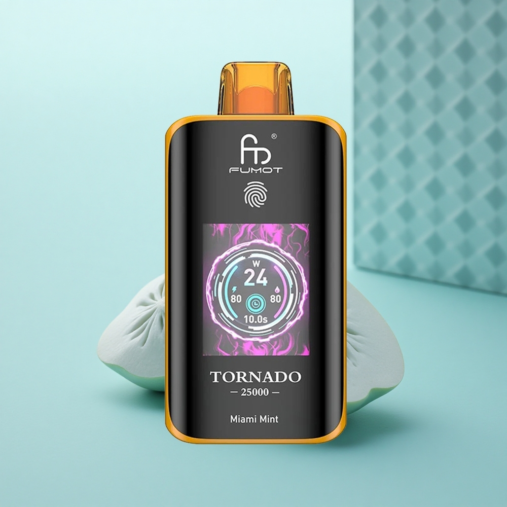 Fumot Tornado 25000 Puffs מינט מיאמי HD עם סוללת 700mAh ונוזל 20ml