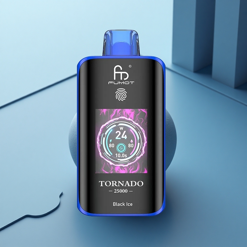 Fumot Tornado 25000 Puffs קרח שחור מסך HD סוללה נטענת 700mAh