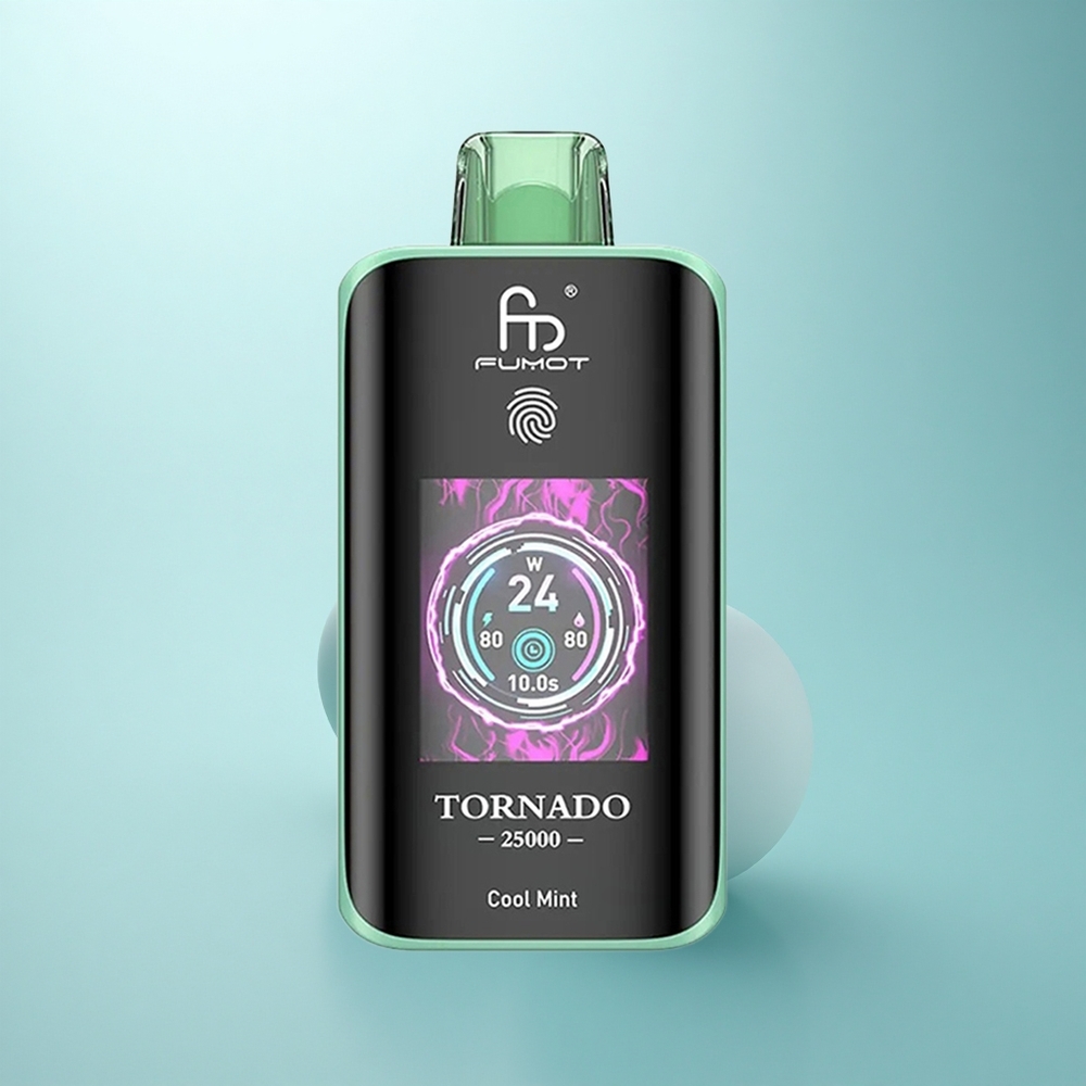 Fumot Tornado 25000 Puffs מנטה קרירה עם סוללה נטענת ומסך HD
