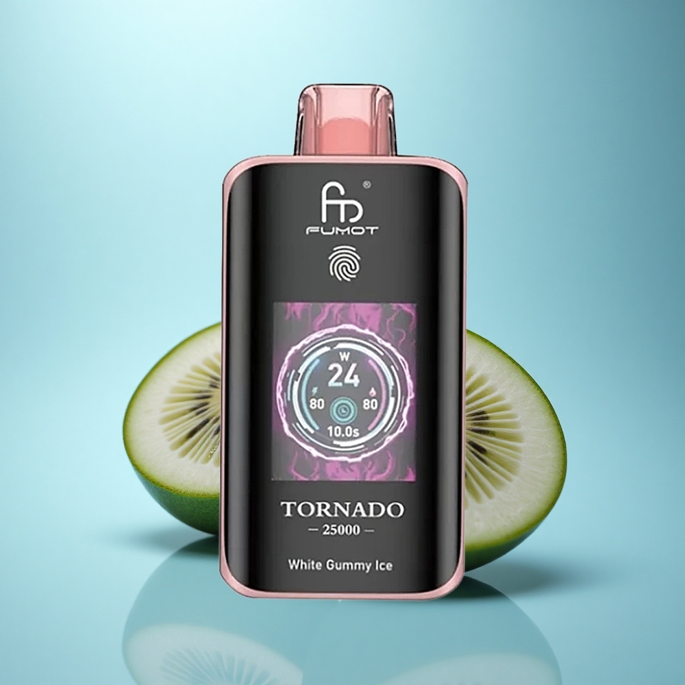 Fumot Tornado 25000 Puffs קיווי פסיפלורה גויאבה עם סוללה נטענת ומסך HD