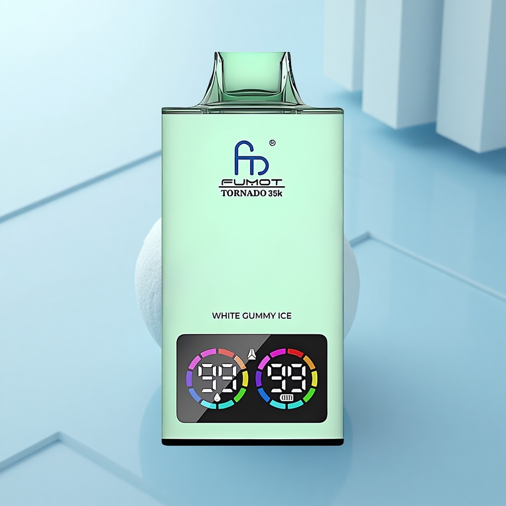 Fumot Tornado 35000 Puffs גומי לבן קרח עם סליל כפול ותאורת RGB