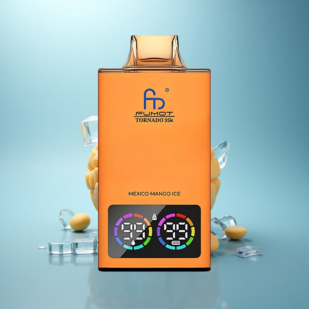 Fumot Tornado 35000 Puffs מנגו מקסיקו קרח עם סליל כפול ותאורת RGB