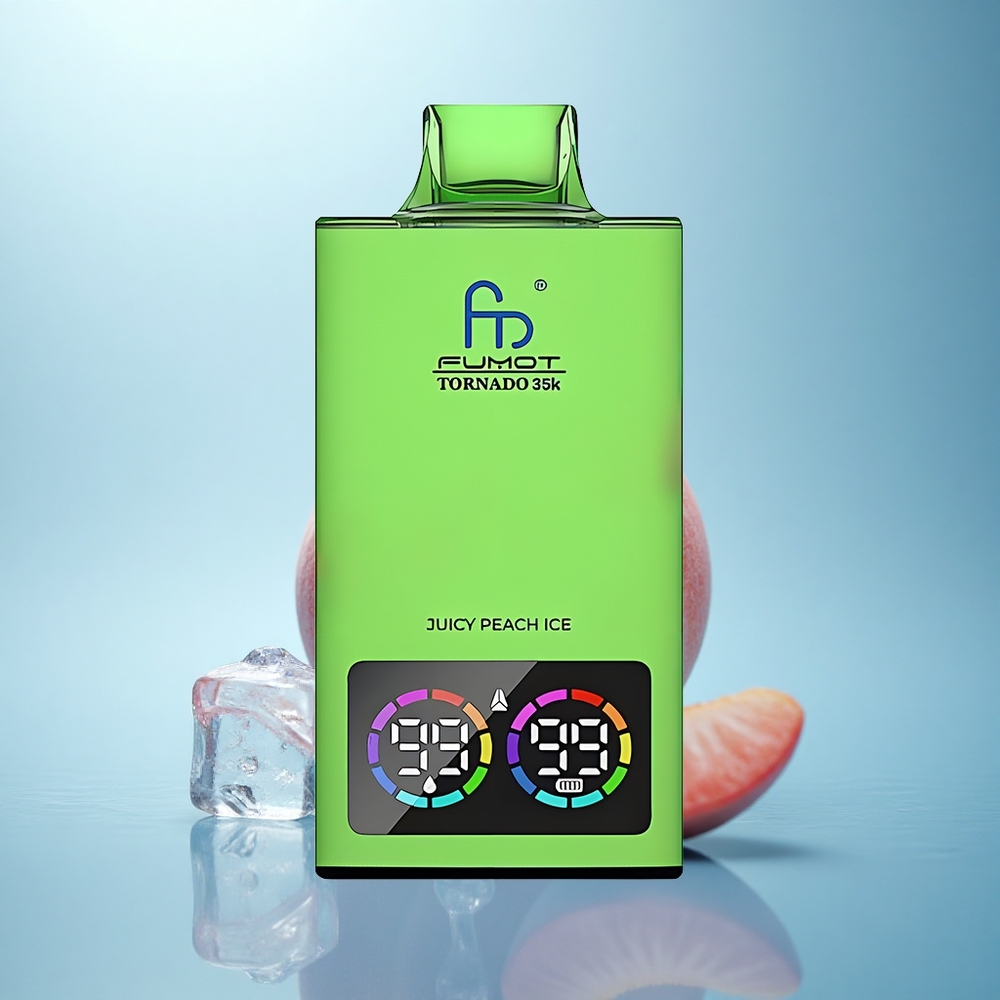 Fumot Tornado 35000 Puffs אייס אפרסק עסיסי עם סליל כפול ותאורת RGB