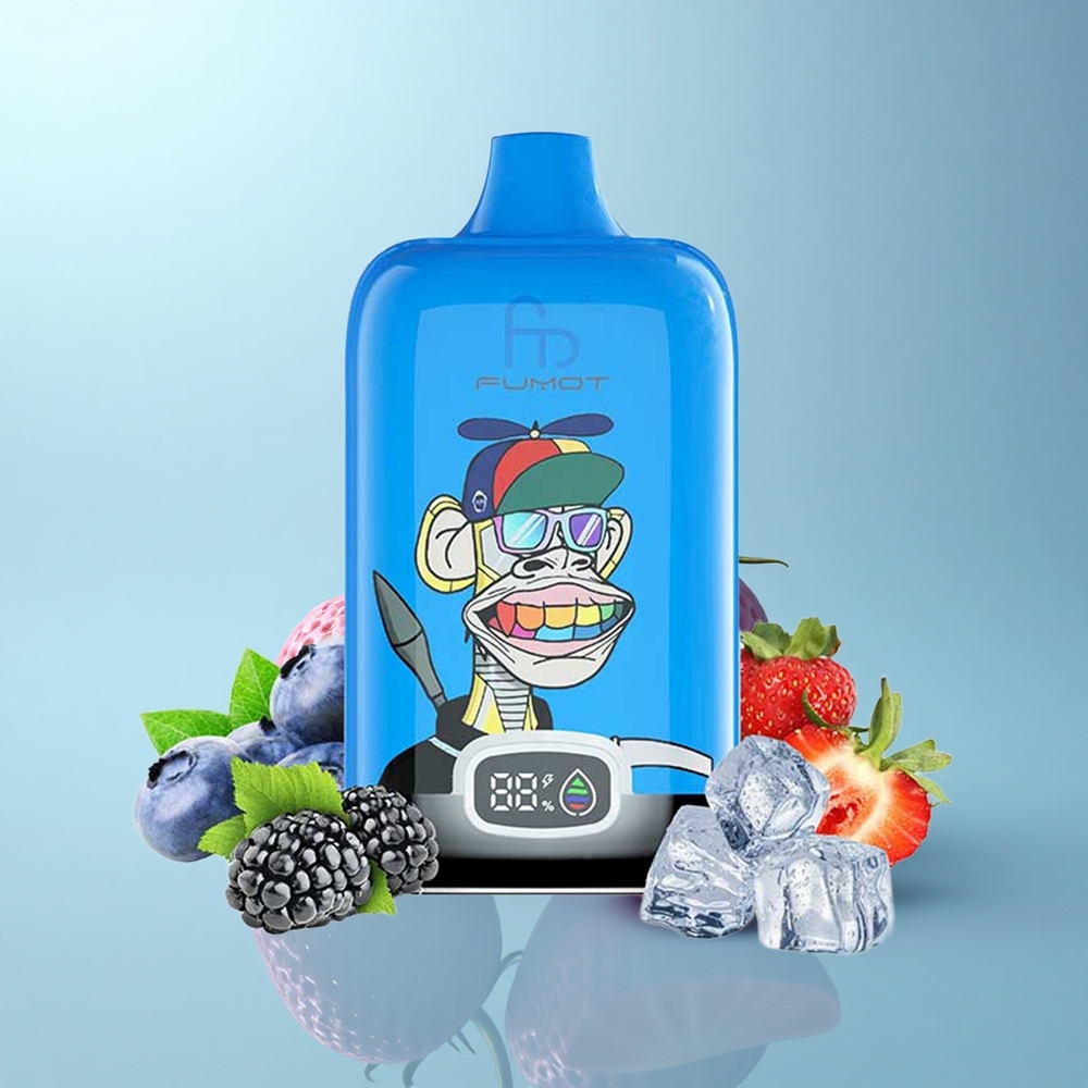Fumot Tornado Digital Box 12000 Puffs תות ענבים עם סוללה נטענת 550mAh