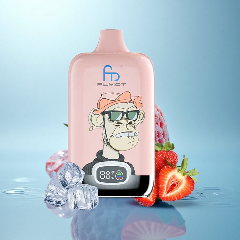Fumot Tornado Digital Box 12000 Puffs גלידת תות עם סליל משי וסוללה נטענת