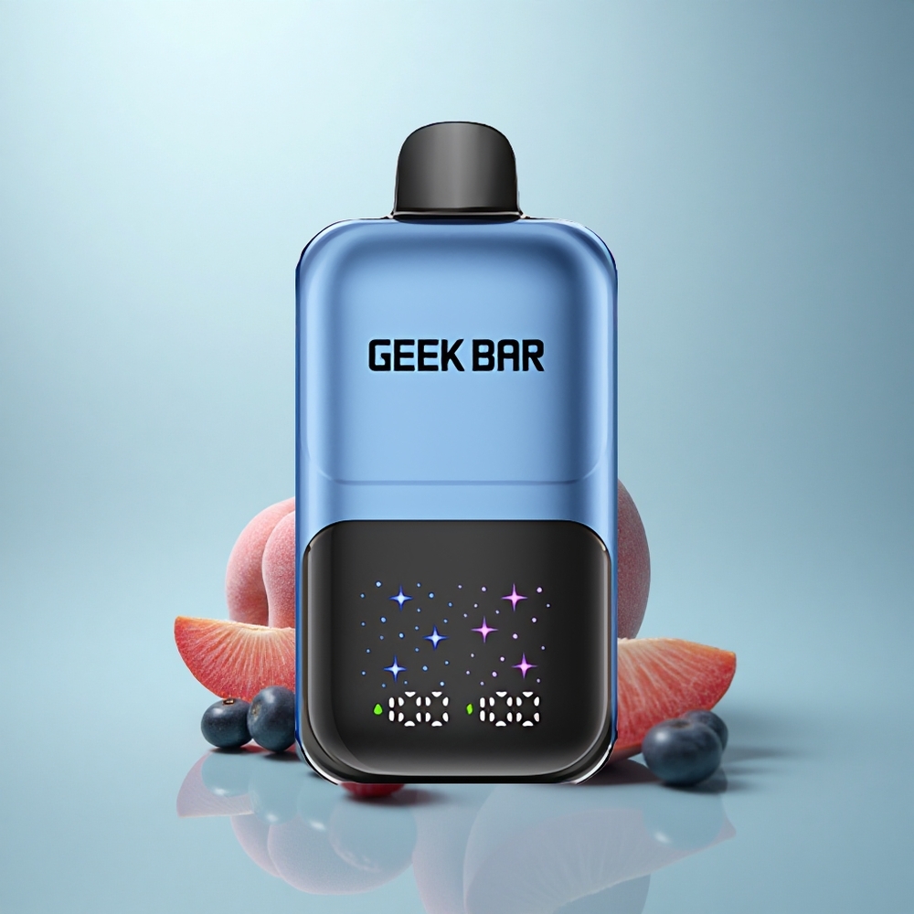 GEEK BAR 2GO 20ml 50000 Puffs אפרסק ופירות יער עם מסך גדול, מיכל כפול 20 מ"ל, וסוללה נטענת