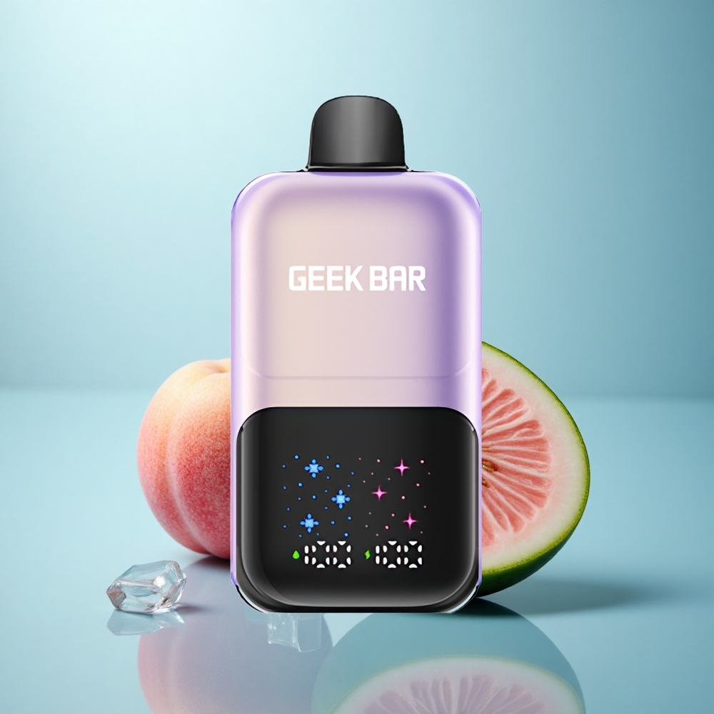 GEEK BAR 2GO 20ml 50000 Puffs אפרסק מנגו אבטיח קרח עם מסך גדול, מיכל כפול, ו-5% ניקוטין