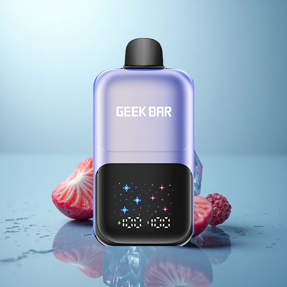 GEEK BAR 2GO 20ml 50000 Puffs גלידת פירות יער מעורבבת עם מסך גדול, מינון מתכוונן, וסוללה נטענת