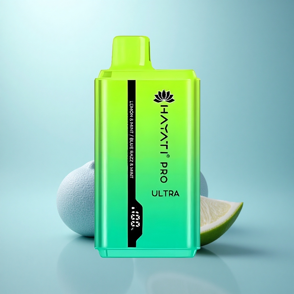 Hayati Pro Ultra 15000 Puffs לימון ונענע כחול ראז ונענע עם 850mAh ו-12ml