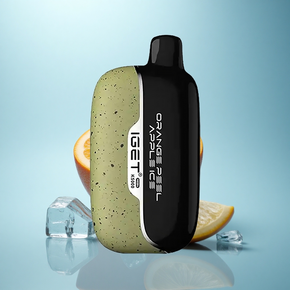 IGET Moon K5000 Puffs קליפת תפוז תפוח קרח עם סליל משוט 1.35 אוהם וגודל 49.5x25.3x99.4 מ"מ