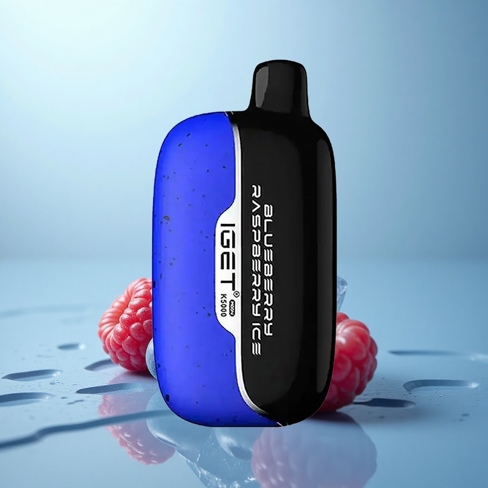 IGET Moon K5000 Puffs גלידת אוכמניות פטל עם סליל 1.35 אוהם וגודל 49.5x25.3x99.4 מ"מ
