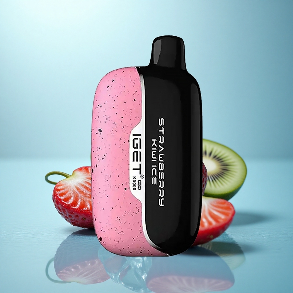 IGET Moon K5000 Puffs תות קיווי קרח עם 5000 שאיפות ונחושת בגודל 49.5 מ"מ