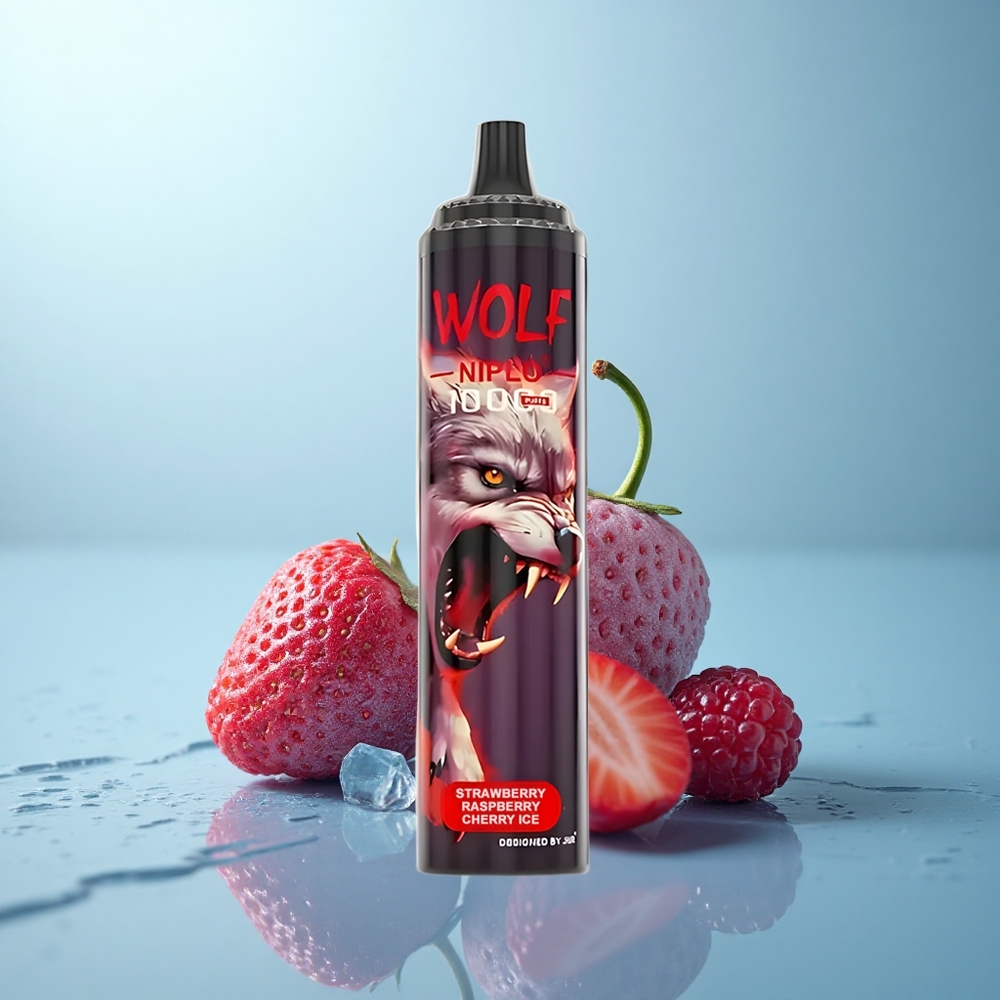 JNR Wolf Niplo 10000 תות פטל דובדבן קרח עם סוללה 650mAh וסליל 1.0 Ohm