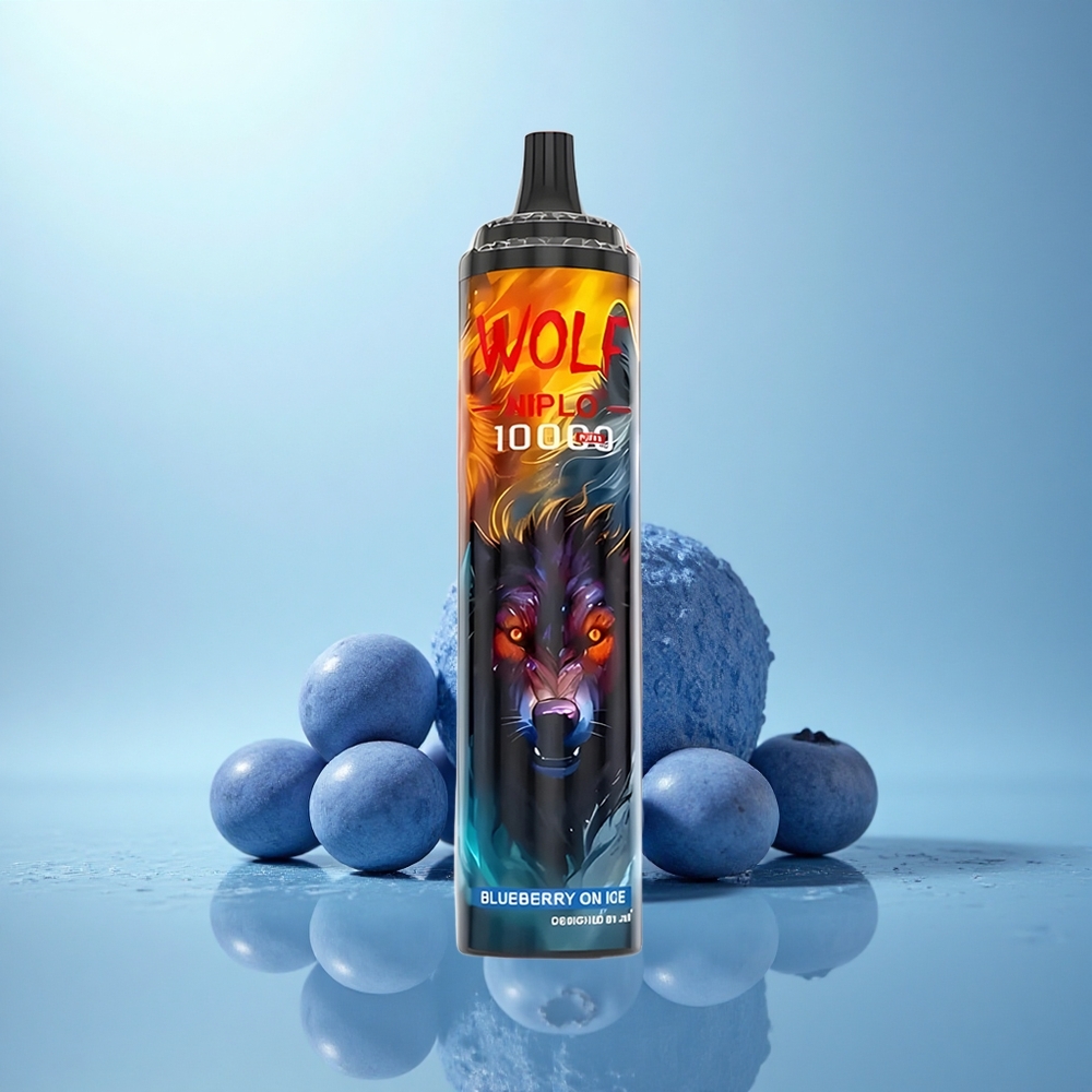 JNR Wolf Niplo 10000 אוכמניות על קרח עם סוללה 650mAh וניקוטין 5%